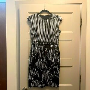 Maggie London black and white patterned dress.